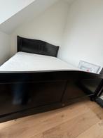 Zwart vintage bed 160x200 + Auping spiralen, Huis en Inrichting, Slaapkamer | Bedden, Ophalen, Gebruikt, Zwart, Tweepersoons