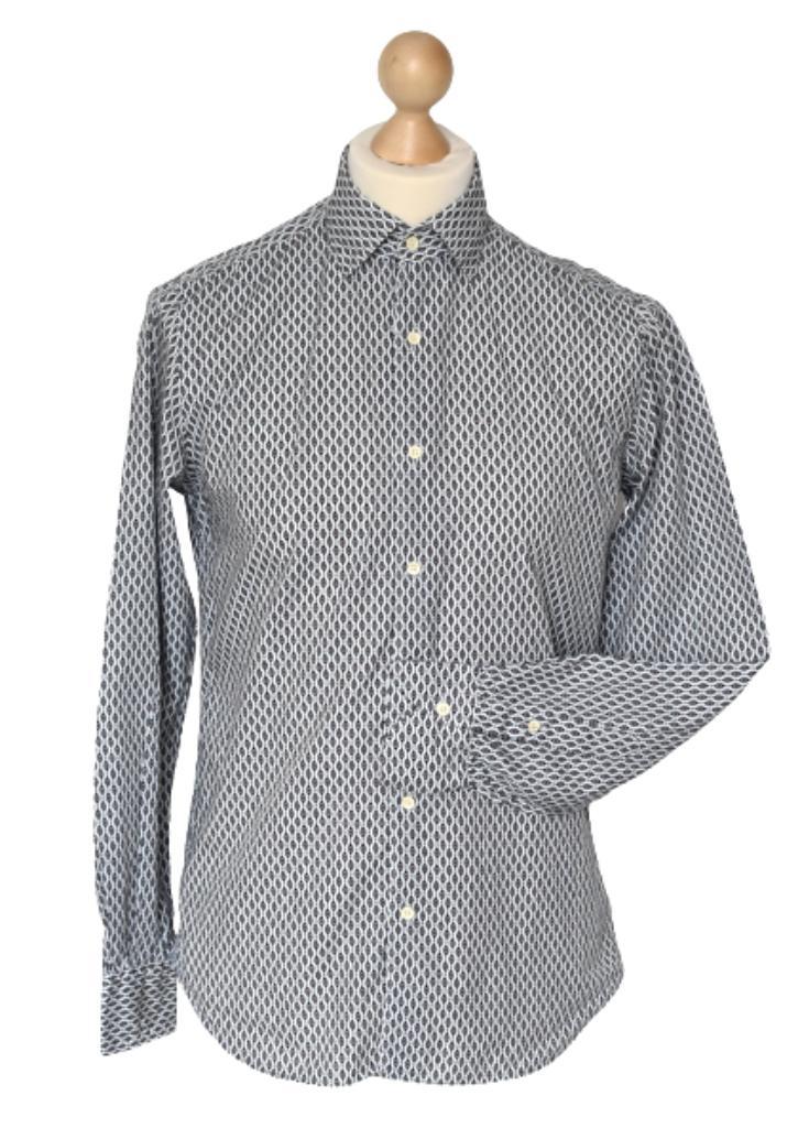 Xacus overhemd, print, blauw/bruin/wit, Mt. 38 / S, Kleding | Heren, Overhemden, Zo goed als nieuw, Halswijdte 38 (S) of kleiner