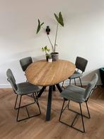 Ovale bartafel + bijpassende krukken (set), Huis en Inrichting, Tafels | Eettafels, Ophalen, Eikenhout, Zo goed als nieuw, Vier personen