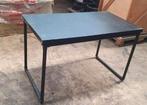 Industriële tafel eiken blad & stalen frame, Ophalen, Gebruikt, 100 tot 150 cm, 50 tot 100 cm