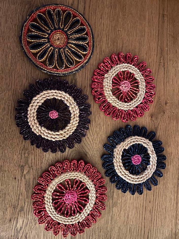 Vintage onderzetters voor pannen stro, Huis en Inrichting, Woonaccessoires | Onderzetters, Zo goed als nieuw, Ophalen of Verzenden