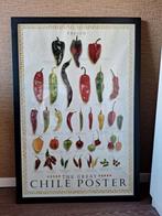 Grote lijst met poster chili pepers,zwart hout en glas, Ophalen, 50 tot 75 cm, 50 tot 75 cm