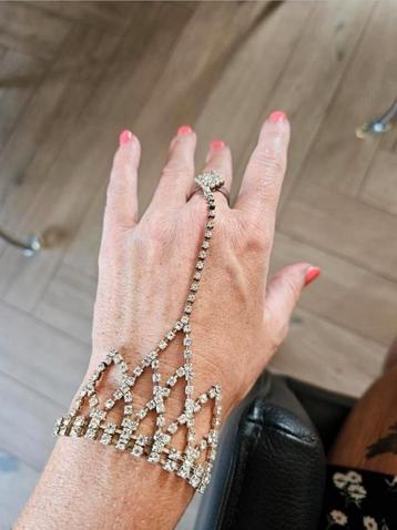 Mooie kettingring armband strass steentjes nieuw verstelbaar beschikbaar voor biedingen