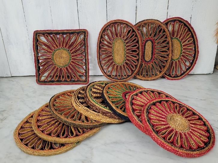 Retro sisal onderzetters. Per stuk €2,50, Verzamelen, Retro, Huis en Inrichting, Ophalen of Verzenden