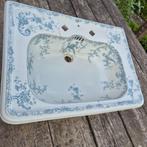 67,5x48,5 Unieke antieke wastafel turquoise blauw decor pauw, Ophalen