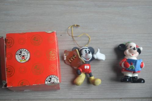 2 x oud walt Disney Mickey Mouse kerst beeldje / ornament, Verzamelen, Disney, Zo goed als nieuw, Beeldje of Figuurtje, Mickey Mouse