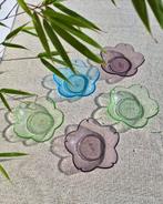 Glazen gekleurd bloem bakjes vintage dinerparty, Ophalen of Verzenden