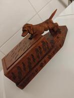 Antiek houten sigaretten kistje met hond, Antiek en Kunst, Curiosa en Brocante, Ophalen of Verzenden
