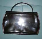 Zwarte lak handtas met deels alcantarastof - Harrie Hendriks, Sieraden, Tassen en Uiterlijk, Ophalen of Verzenden, Gebruikt, Zwart