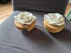 Riverdale Decoratie Set - Houten Potjes met Witte Roos, Antiek en Kunst, Ophalen of Verzenden