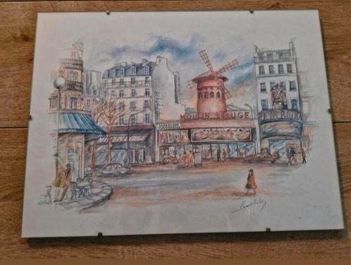 Print Parijs- Moulin Rouge, Antiek en Kunst, Kunst | Tekeningen en Foto's, Ophalen of Verzenden