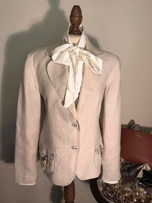 LUISA SPAGNOLI JASJE NATURE 100 % linnen, Kleding | Dames, Jasjes, Kostuums en Pakken, Nieuw, Jasje, Maat 42/44 (L), Beige, Verzenden