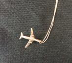 Antieke Zilveren Ketting met Vliegtuig Hanger, Ophalen of Verzenden, Zilver, Ketting