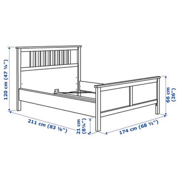 IKEA Hemnes tweepersoons bedframe met Leirsund lattenbodem - afbeelding 2