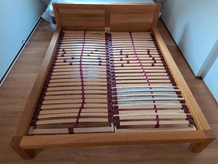 Eiken bedframe (160x200), Huis en Inrichting, Slaapkamer | Bedden, Zo goed als nieuw, Tweepersoons, 160 cm, 200 cm, Hout, Bruin