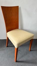 6 Kersenhouten Eetkamerstoelen met Leder, Huis en Inrichting, Ophalen, Bruin, Zo goed als nieuw, Vijf, Zes of meer stoelen