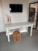 Beige-grijs bureau/sidetable met gouden knop, Ophalen