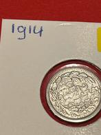1914 Kwartje 25 cent Wilhelmina zilver, Ophalen of Verzenden, Koningin Wilhelmina, 25 cent, Zilver