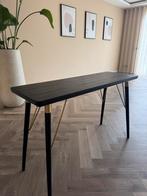 Houten side table met goudkleurige elementen, Ophalen, Zo goed als nieuw, Rechthoekig, Hout