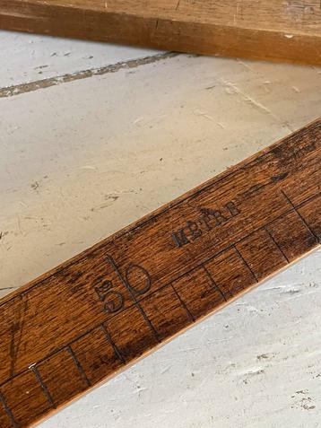 Brocante oude houten Franse meetlat 1 Metre beschikbaar voor biedingen