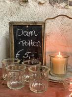 Brocante oude Franse glazen jampotten / jampot, Verzenden