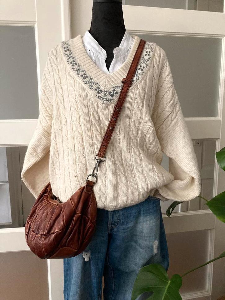 Heerlijk warme vintage wintertrui M/L/XL/XXL, Kleding | Dames, Truien en Vesten, Zo goed als nieuw, Maat 42/44 (L), Wit, Ophalen of Verzenden