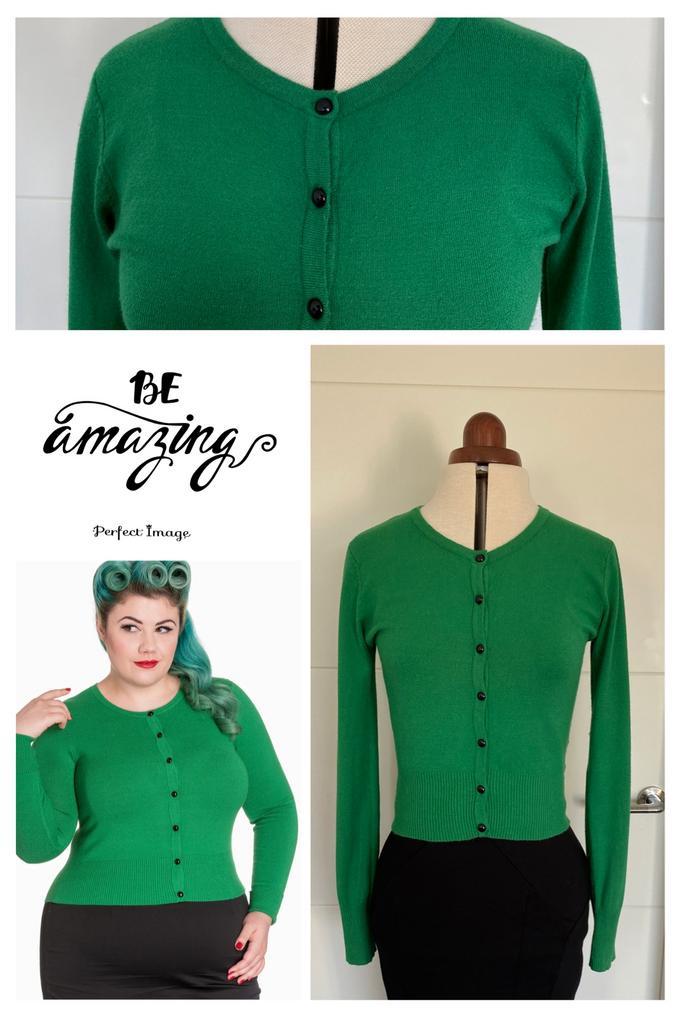 Hell Bunny 50s Paloma Cardigan in Green S, Kleding | Dames, Truien en Vesten, Zo goed als nieuw, Maat 36 (S), Groen, Ophalen of Verzenden