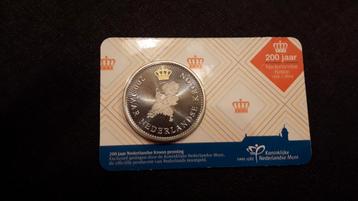 Penning 200 jaar Nederlandse Kroon 2016 in coincard  beschikbaar voor biedingen