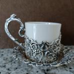 Antieke zilveren bekerhouder met Rococo figuren, Ophalen of Verzenden, Zilver