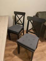 4 IKEA Ingolf eetkamerstoelen zwart, Huis en Inrichting, Stoelen, Ophalen, Gebruikt, Zwart, Vier