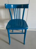 Houten café stoel blauw, Ophalen, Gebruikt, Blauw, Eén