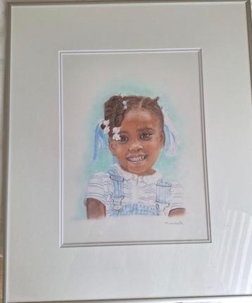 Portrettekening Afrikaans meisje beschikbaar voor biedingen