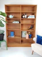 Vintage grote eiken boekenkast | oak veneer Danish design, Met plank(en), 100 tot 150 cm, ., Ophalen of Verzenden