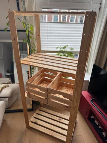 IKEA Ivar Stellingkast + 2 houten Kratten - afbeelding 3