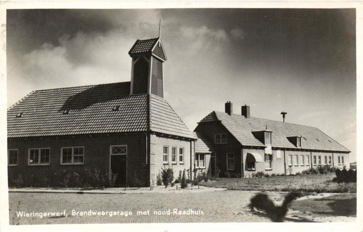 Wieringerwerf, Brandweergarage met nood-Raadhuis - 1961 gelo, Verzamelen, Ansichtkaarten | Nederland, Gelopen, Noord-Brabant, Voor 1920