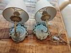 2x Wandlampen met stoffen kap, Ophalen of Verzenden, Gebruikt, Metaal, Vintage