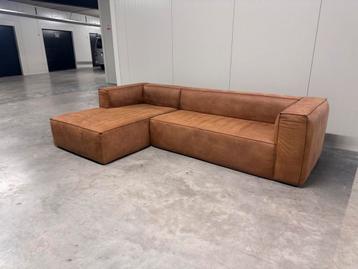 Prachtige Hoekbank Cognac Micro Leder Bank GRATIS BEZORGING beschikbaar voor biedingen