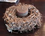 Houten krans met grote rustieke kaars, Huis en Inrichting, Woonaccessoires | Kransen, Ophalen, Nieuw