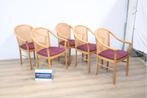 Set van 5 Eetkamerstoelen met Webbing Rug, Huis en Inrichting, Stoelen, Ophalen of Verzenden