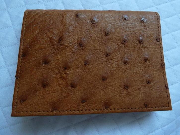 Echt struisvogelleer portemonnee real ostrich leather, nieuw, Sieraden, Tassen en Uiterlijk, Portemonnees, Nieuw, Bruin, Leer