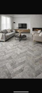 Zilverkleurige en  Ivory travertin Chevron Tegels - Nieuw, Doe-het-zelf en Verbouw, Ophalen, Overige typen, Nieuw, Minder dan 20 cm