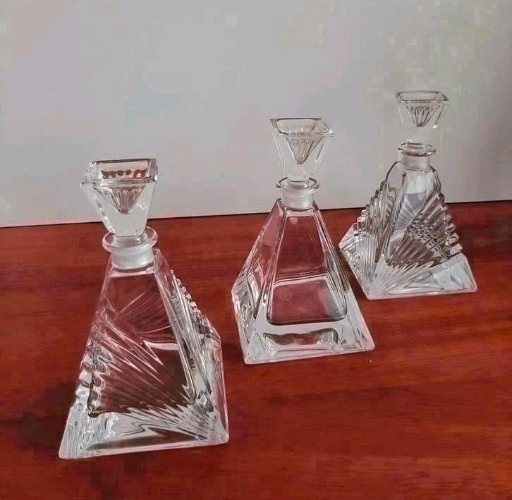 Set van 3 kristallen parfum flesjes, Antiek en Kunst, Antiek | Glas en Kristal, Ophalen of Verzenden