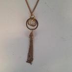 Middellange bronskleurige ketting met hanger, Sieraden, Tassen en Uiterlijk, Kettingen, Gebruikt, Overige kleuren, Ophalen of Verzenden