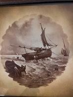 2 Tegels met Schip, 16x17 cm, Antiek en Kunst, Kunst | Etsen en Gravures, Ophalen of Verzenden