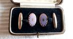 Verguld / Rolled Gold Art Deco Manchetknopen, Lila Emaille., Verzenden, Overige materialen, Verguld