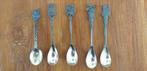 5 oude theelepeltjes, o.a. molen met beweegbare wieken, Antiek en Kunst, Ophalen of Verzenden