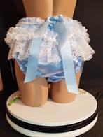 Limited edition sissy Luxury blue white satin Pantie 42  /44, Handmade, Verzenden, Blauw, Slip