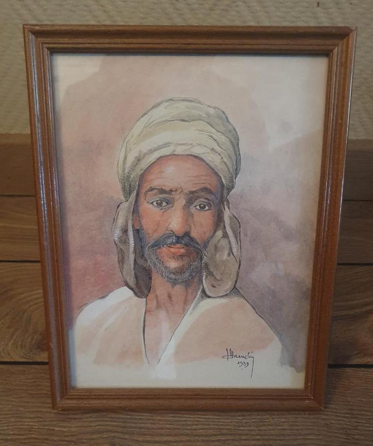 Aquarel van een Arabier uit 1939, Antiek en Kunst, Kunst | Schilderijen | Klassiek, Ophalen of Verzenden