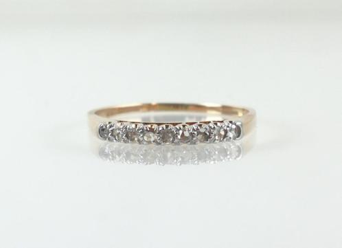 Antieke gouden Art Deco rijring met roosdiamanten, Sieraden, Tassen en Uiterlijk, Antieke sieraden, Ring, Goud, Ophalen of Verzenden