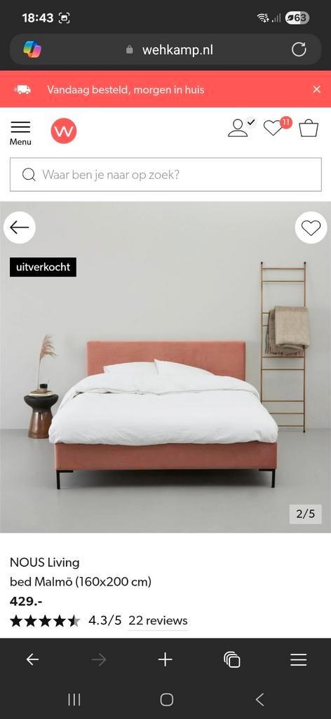 Roze bed 160x200 met 2 lattenbodems, Huis en Inrichting, Slaapkamer | Bedden, Zo goed als nieuw, Tweepersoons, 160 cm, 200 cm